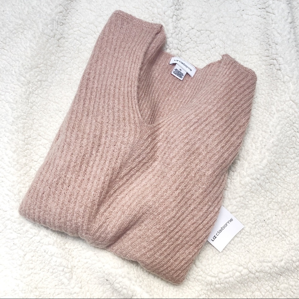 NWT Liz Claiborne Sparkly Pink Sweater